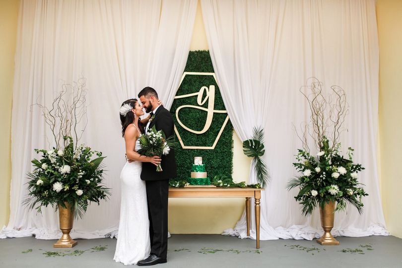 Wedding couple near altar shot in Orlando